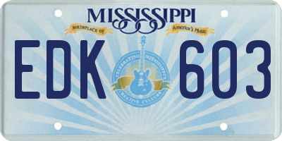 MS license plate EDK603