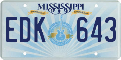 MS license plate EDK643