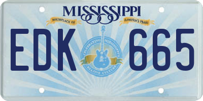 MS license plate EDK665
