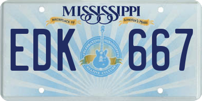 MS license plate EDK667