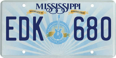 MS license plate EDK680
