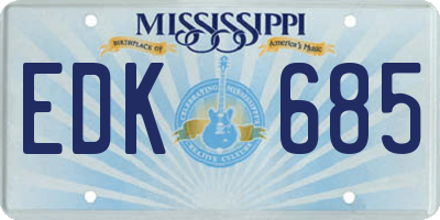 MS license plate EDK685