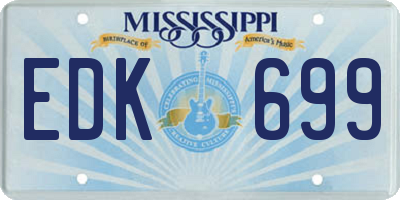 MS license plate EDK699