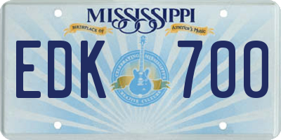 MS license plate EDK700