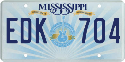 MS license plate EDK704