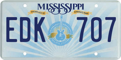 MS license plate EDK707