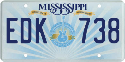 MS license plate EDK738