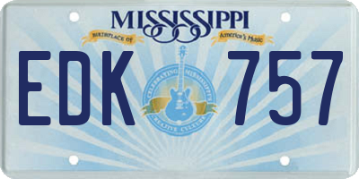 MS license plate EDK757