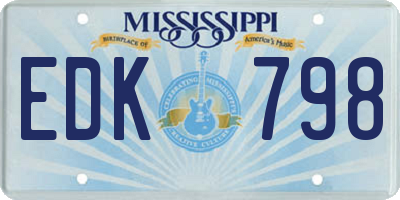 MS license plate EDK798