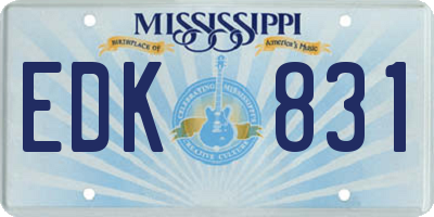 MS license plate EDK831