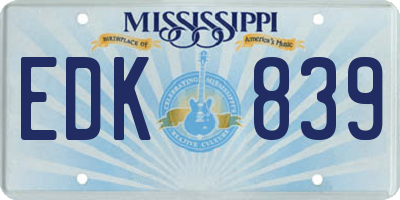 MS license plate EDK839