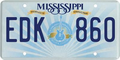 MS license plate EDK860