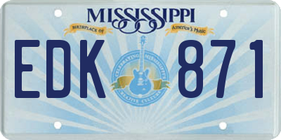 MS license plate EDK871