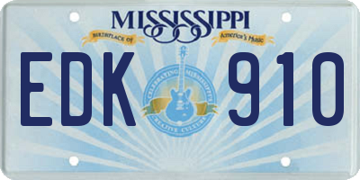 MS license plate EDK910