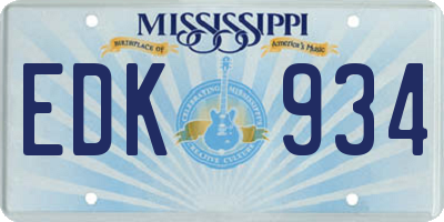 MS license plate EDK934
