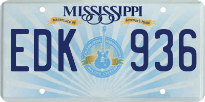 MS license plate EDK936