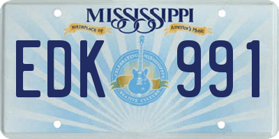 MS license plate EDK991
