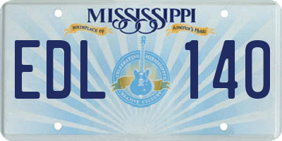MS license plate EDL140