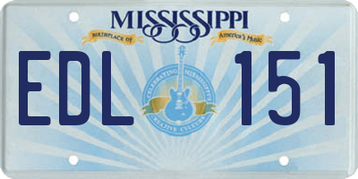 MS license plate EDL151