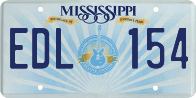 MS license plate EDL154