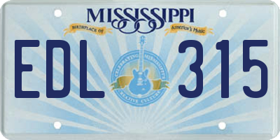 MS license plate EDL315