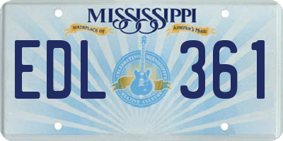 MS license plate EDL361