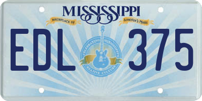 MS license plate EDL375