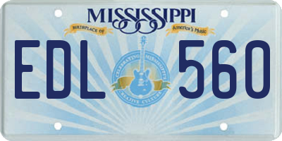 MS license plate EDL560