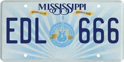MS license plate EDL666