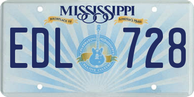MS license plate EDL728