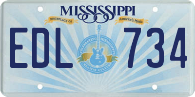 MS license plate EDL734