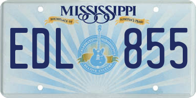 MS license plate EDL855