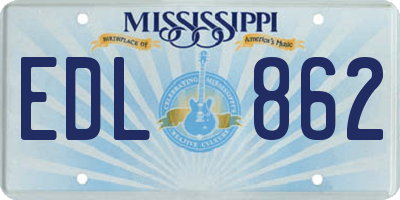 MS license plate EDL862