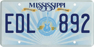 MS license plate EDL892