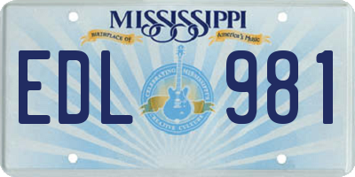 MS license plate EDL981
