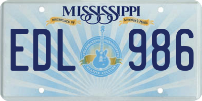 MS license plate EDL986
