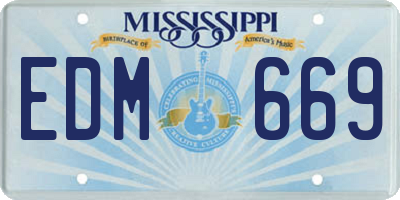 MS license plate EDM669