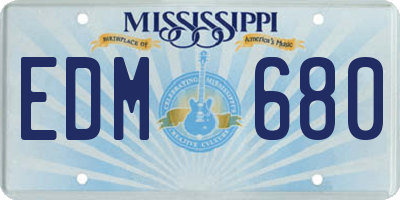 MS license plate EDM680