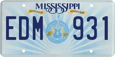 MS license plate EDM931