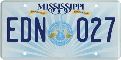 MS license plate EDN027
