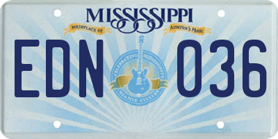 MS license plate EDN036