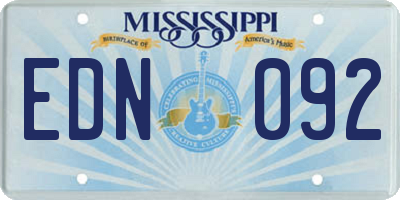 MS license plate EDN092