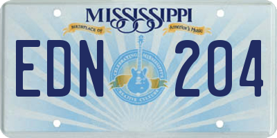 MS license plate EDN204