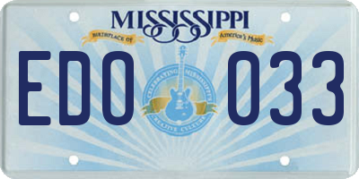 MS license plate EDO033