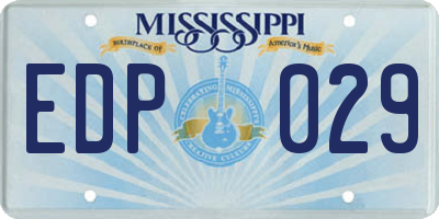 MS license plate EDP029