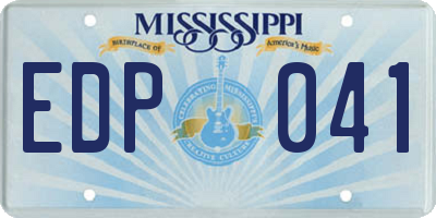 MS license plate EDP041