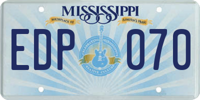 MS license plate EDP070