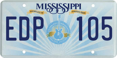 MS license plate EDP105
