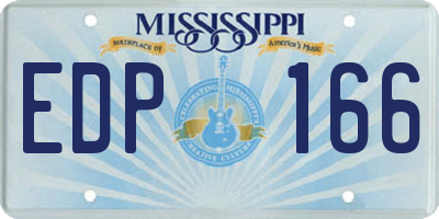 MS license plate EDP166
