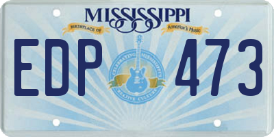 MS license plate EDP473